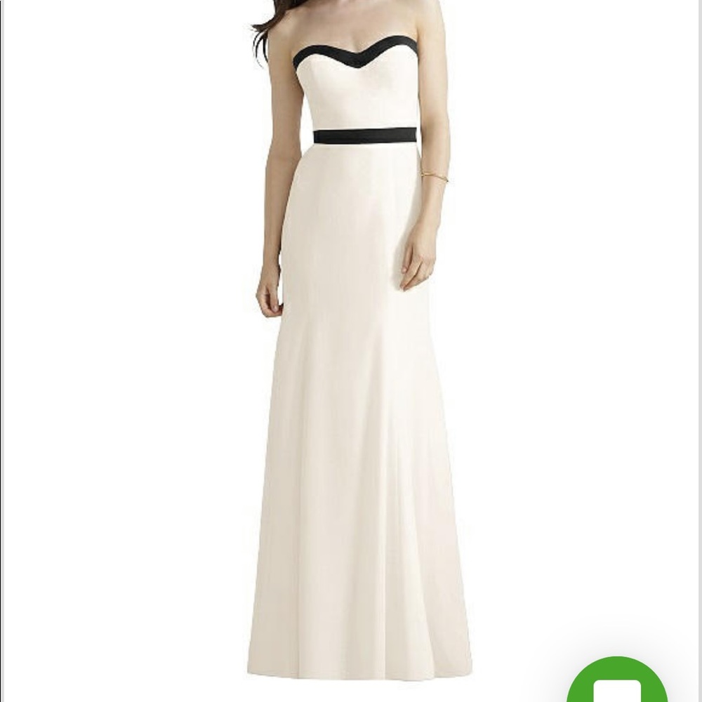 Ivory/black Dessy bridesmaid dress #8164